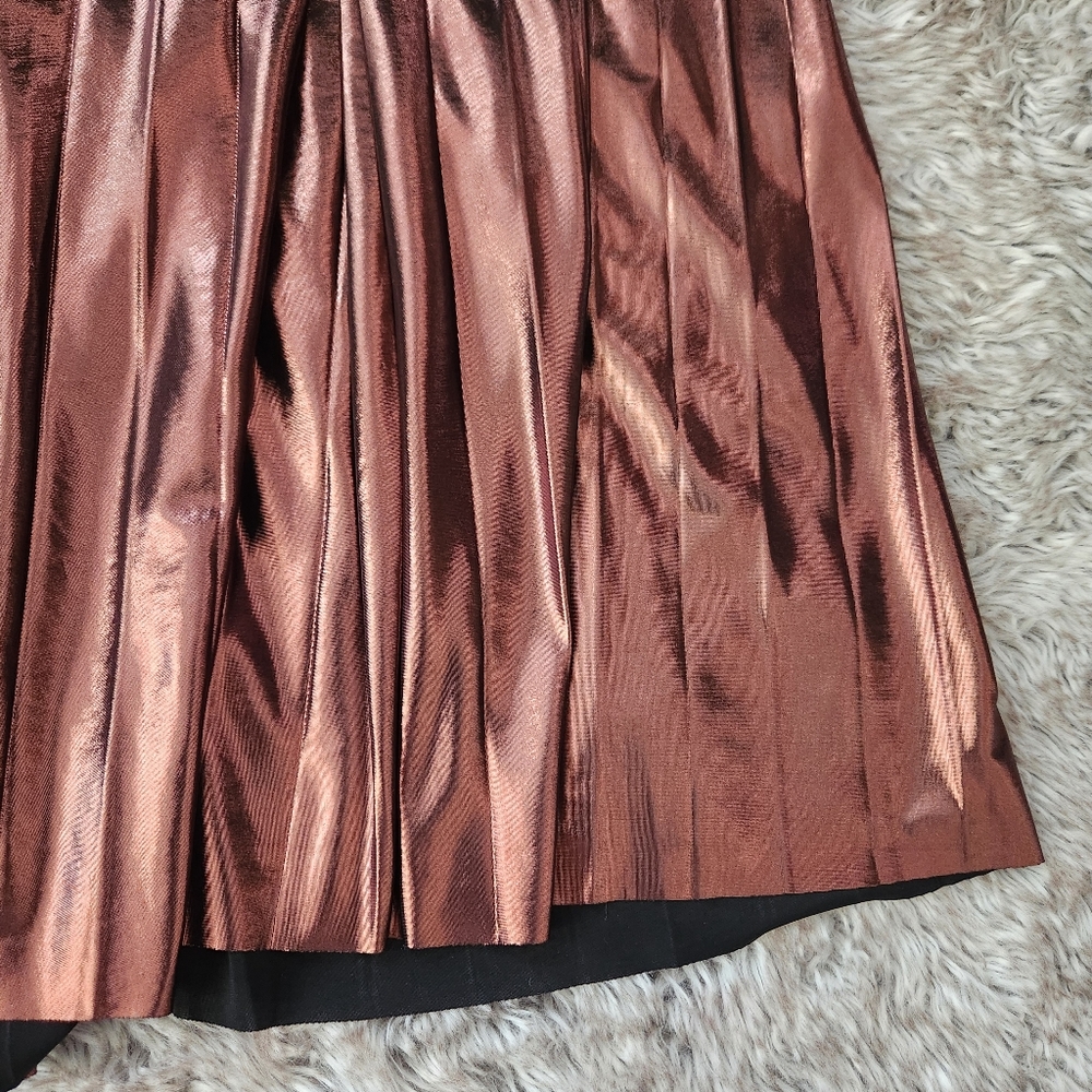 Free People En Saison Metallic Midi Skirt In Bronze Women's Size Large - Picture 3 of 10